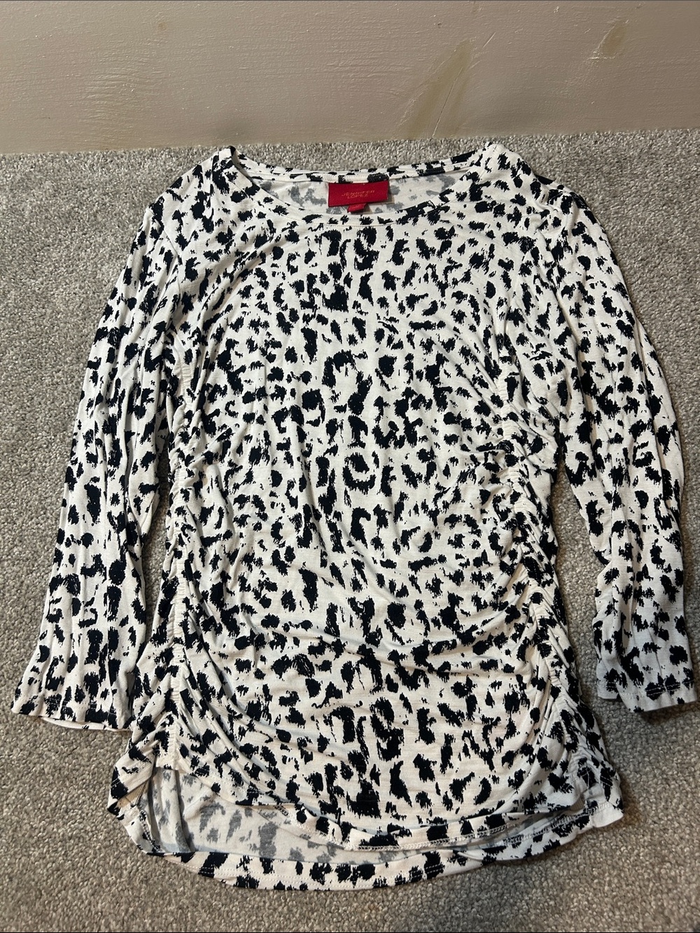 Jennifer Lopez Women's Black & White Leopard Print Top